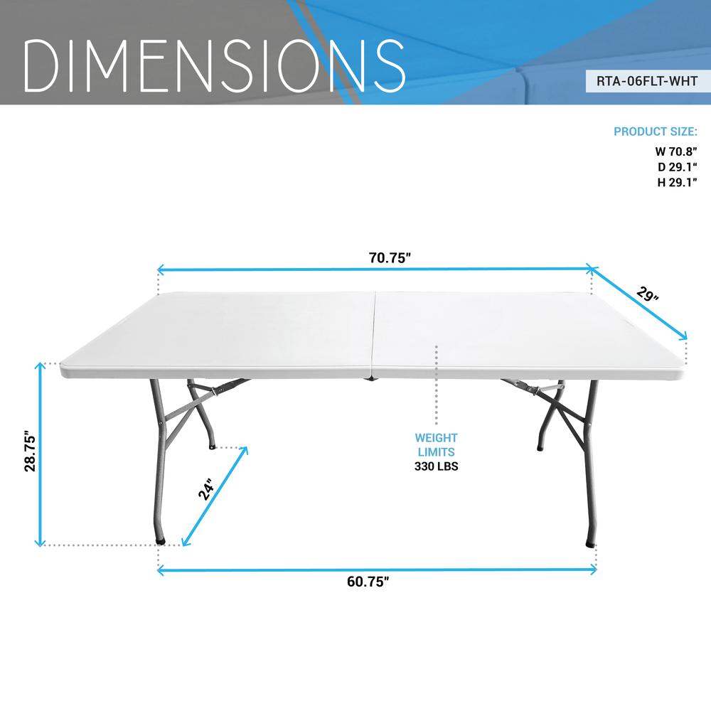 Techni Home 6 FT Granite White Folding Table with Easy- Carry Handle