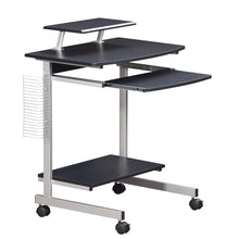 Gray Portable Computer Cart With Keyboard Shelf, Media Rack And Wheels