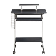 Gray Portable Computer Cart With Keyboard Shelf, Media Rack And Wheels