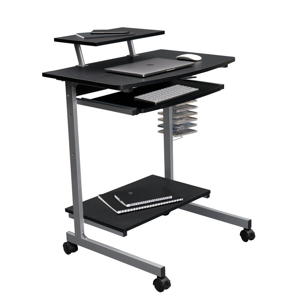 Compact Computer Cart With Storage . Color: Graphite