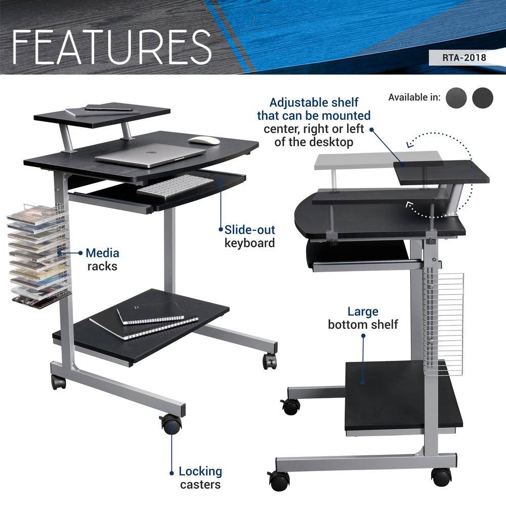 Compact Computer Cart With Storage . Color: Graphite