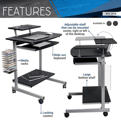 Compact Computer Cart With Storage . Color: Graphite
