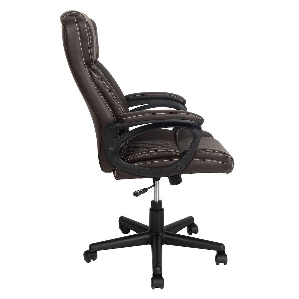 Ergonomic Executive Office Chair High Back Brown Faux Leather