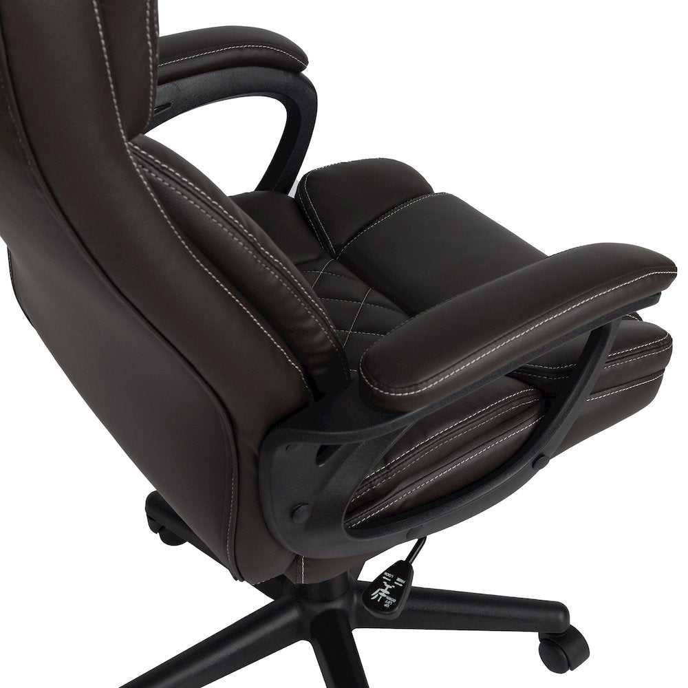 Ergonomic Executive Office Chair High Back Brown Faux Leather