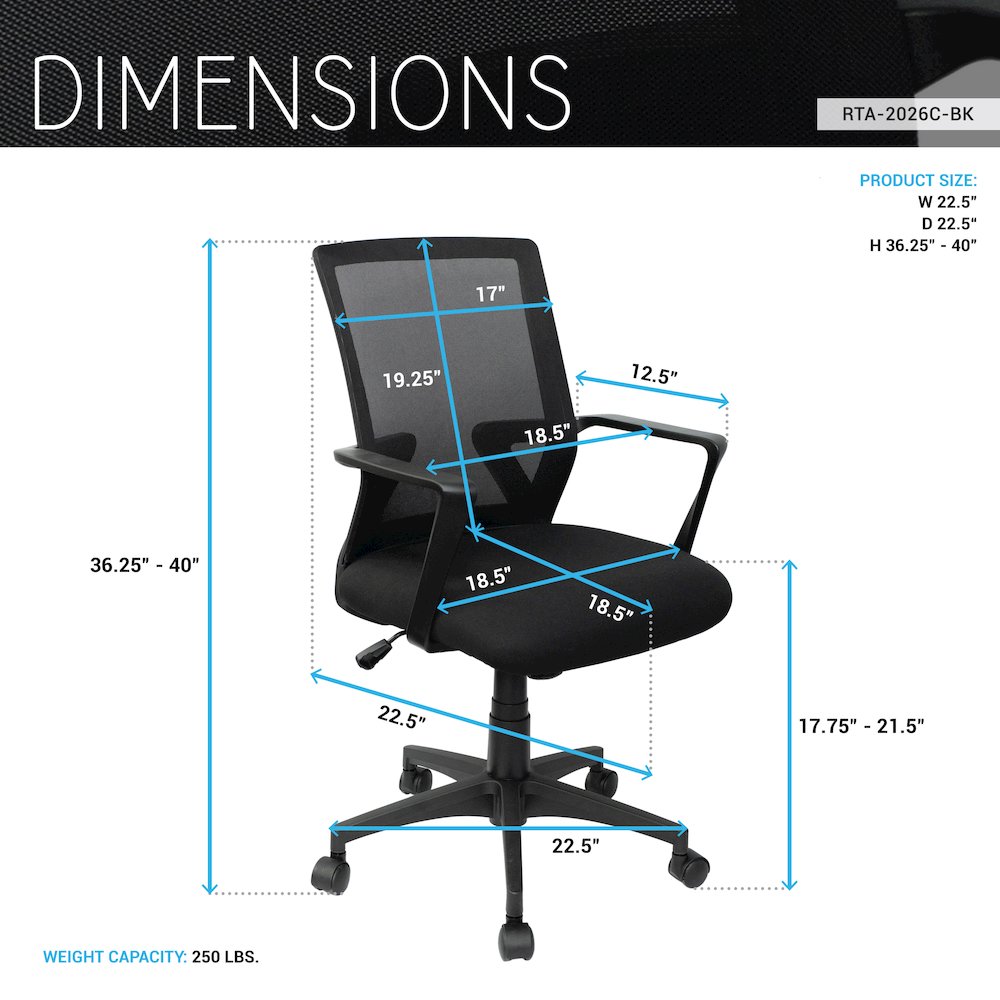 Ergonomic Mesh Office Chair with Adjustable Height & Tilt