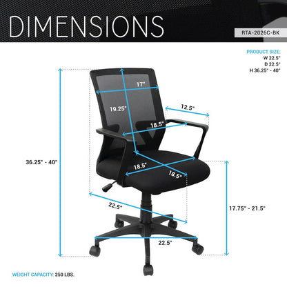 Ergonomic Mesh Office Chair with Adjustable Height & Tilt