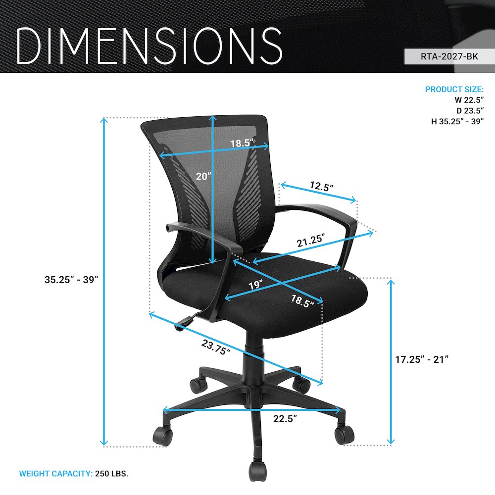 Ergonomic Mesh Office Chair, Breathable Black Task Chair