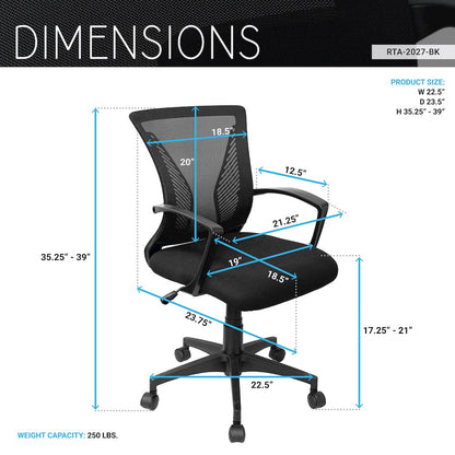 Ergonomic Mesh Office Chair, Breathable Black Task Chair