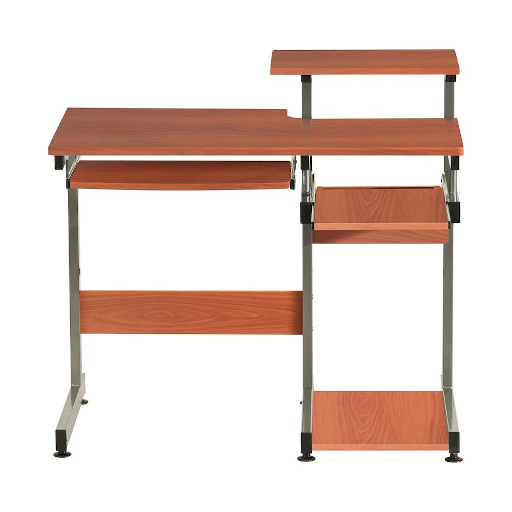 Brown Sturdy Desk With Drawer And 4 Shelves, Heavy Duty Executive Table