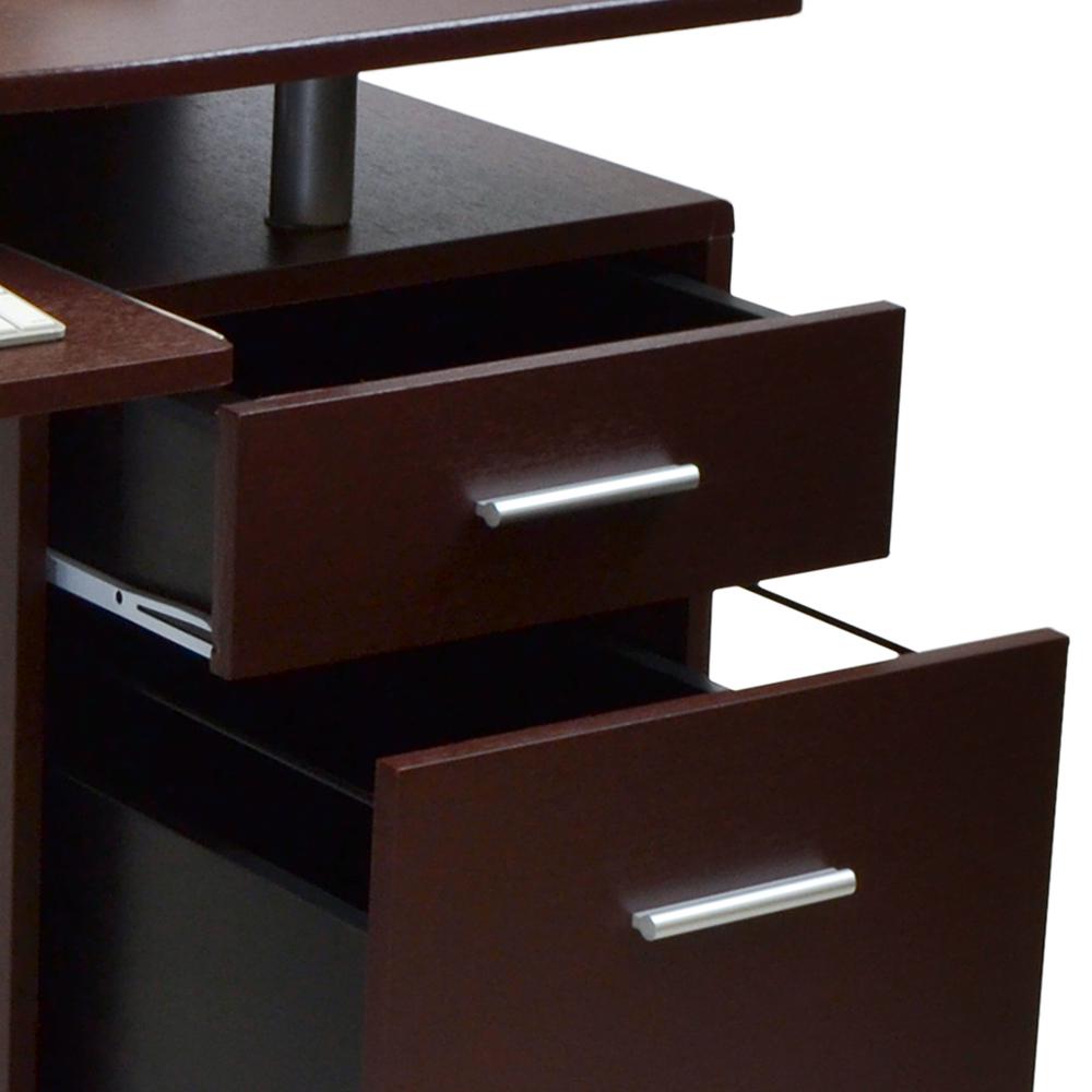 Stylish Computer Desk with Storage. Color: Chocolate