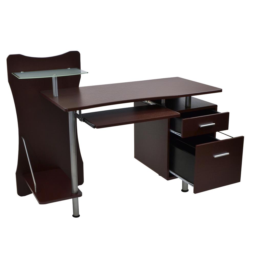 Stylish Computer Desk with Storage. Color: Chocolate