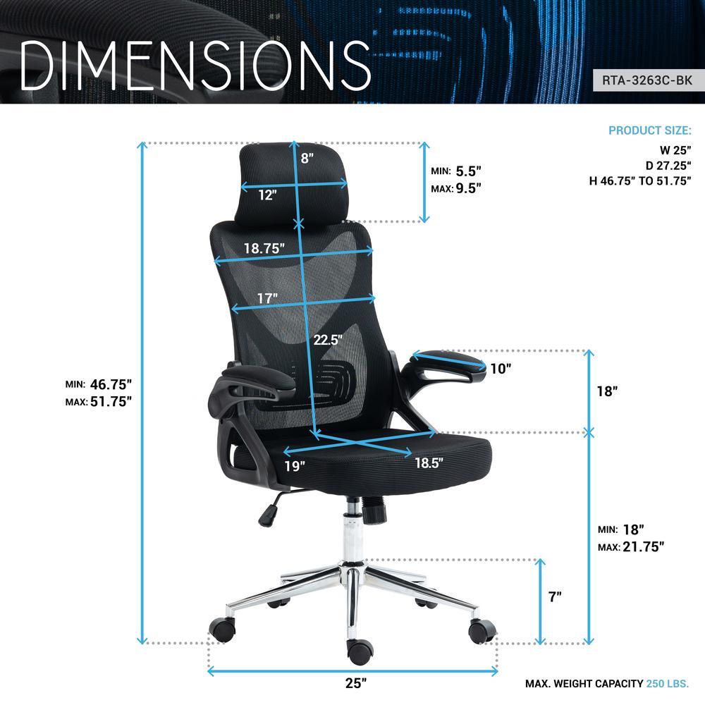 Office Chair with Lumbar Support & Adjustable Headrest