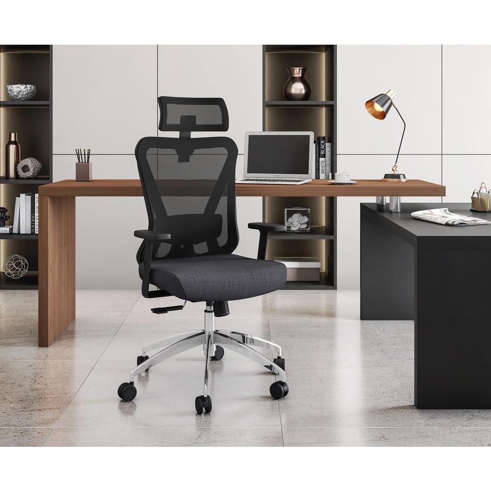 Truly Ergonomic Mesh Office Chair with Headrest & Lumbar Support, Black