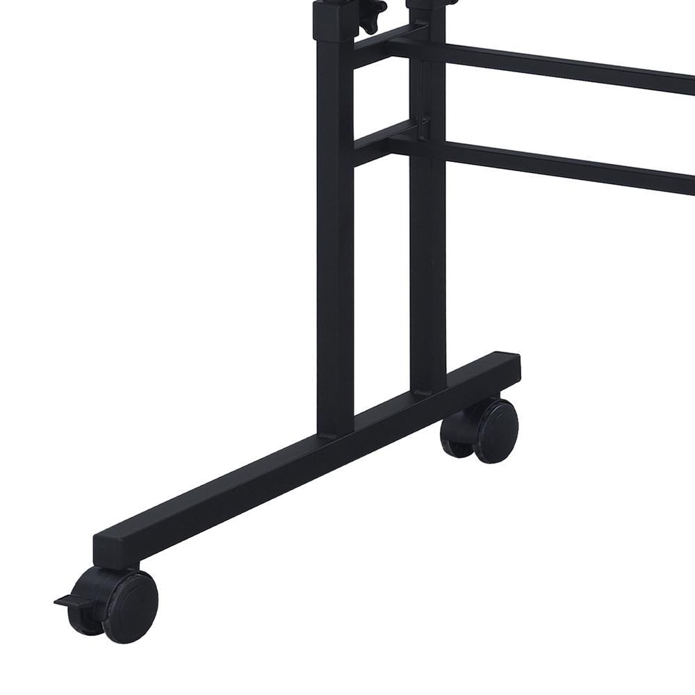 Rolling Writing Desk with Height Adjustable Desktop and Moveable Shelf, Black
