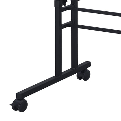 Rolling Writing Desk with Height Adjustable Desktop and Moveable Shelf, Black