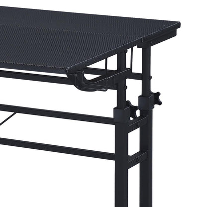 Rolling Writing Desk with Height Adjustable Desktop and Moveable Shelf, Black