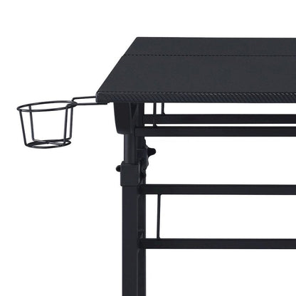 Black Adjustable Desk with Wheels, Computer and Office Table with Storage