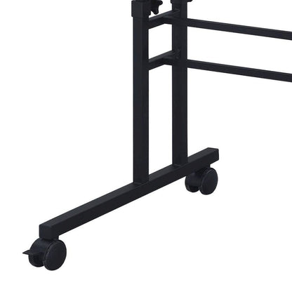 Black Adjustable Desk with Wheels, Computer and Office Table with Storage