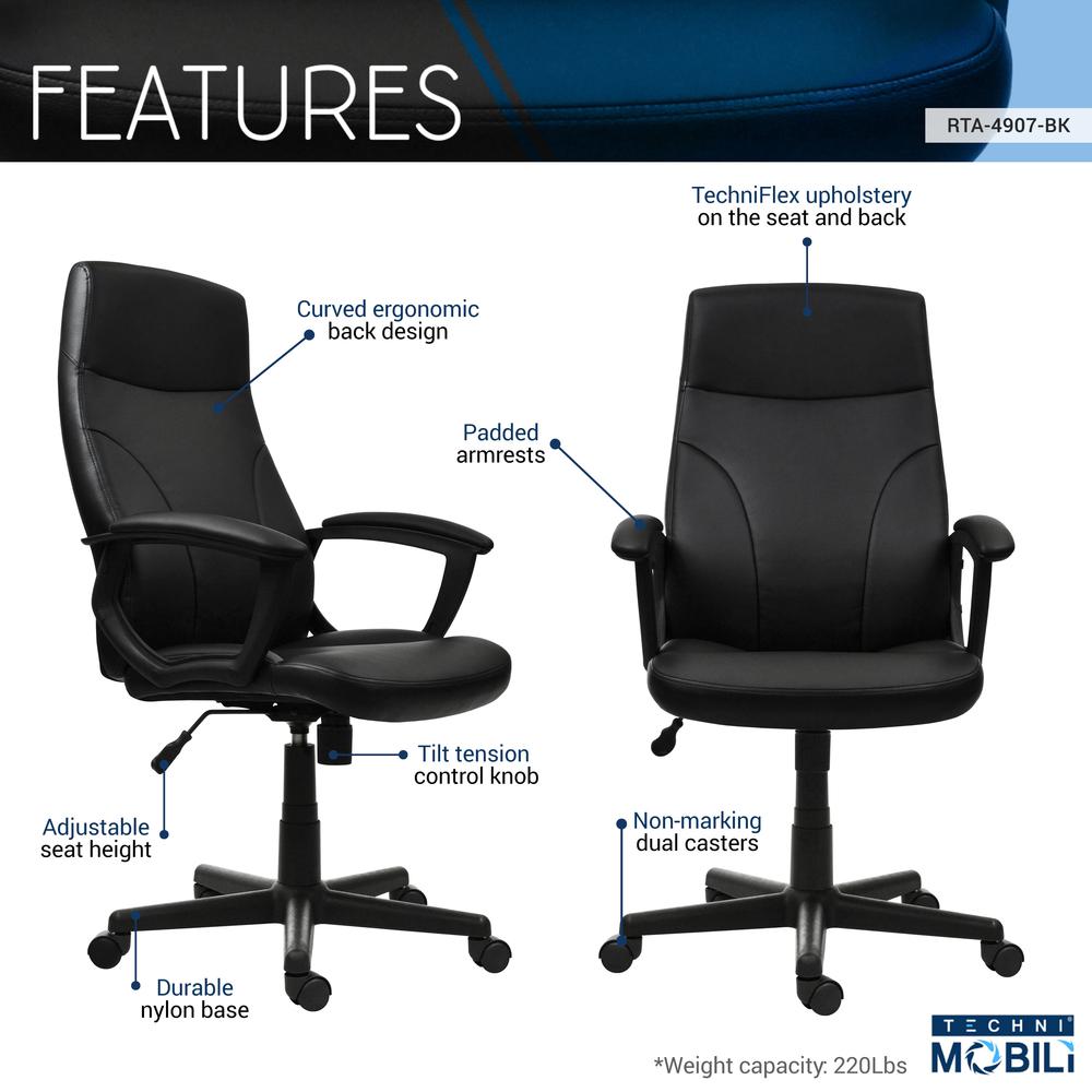 Medium Back Executive Office Chair. Color: Black