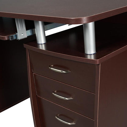Complete Workstation Computer Desk with Storage. Color: Chocolate