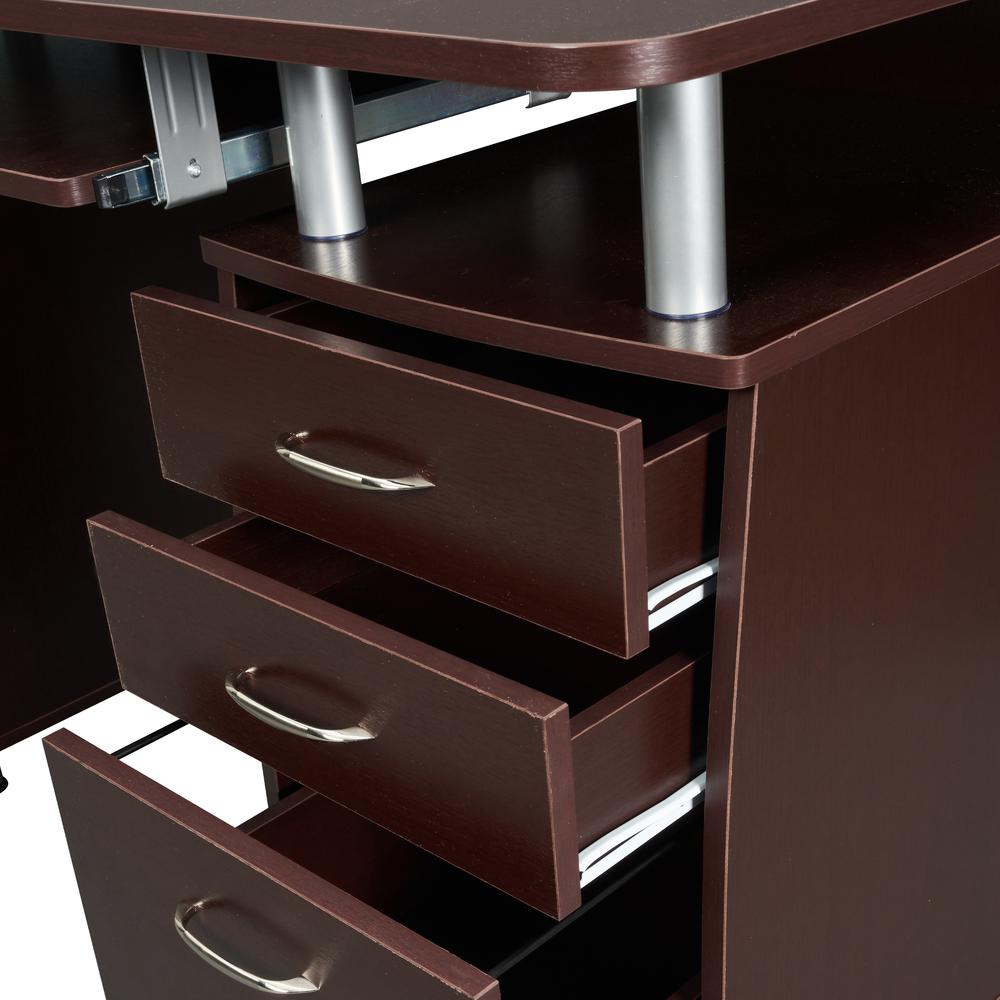 Complete Workstation Computer Desk with Storage. Color: Chocolate