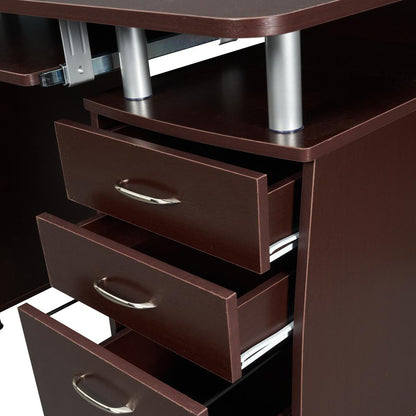 Complete Workstation Computer Desk with Storage. Color: Chocolate