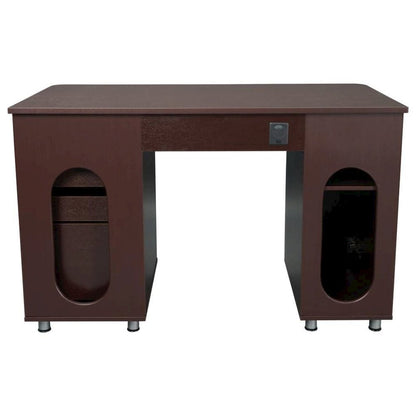 Brown Home Office Desk with Storage 2 Drawers, Keyboard Shelf, 2 Cabinets
