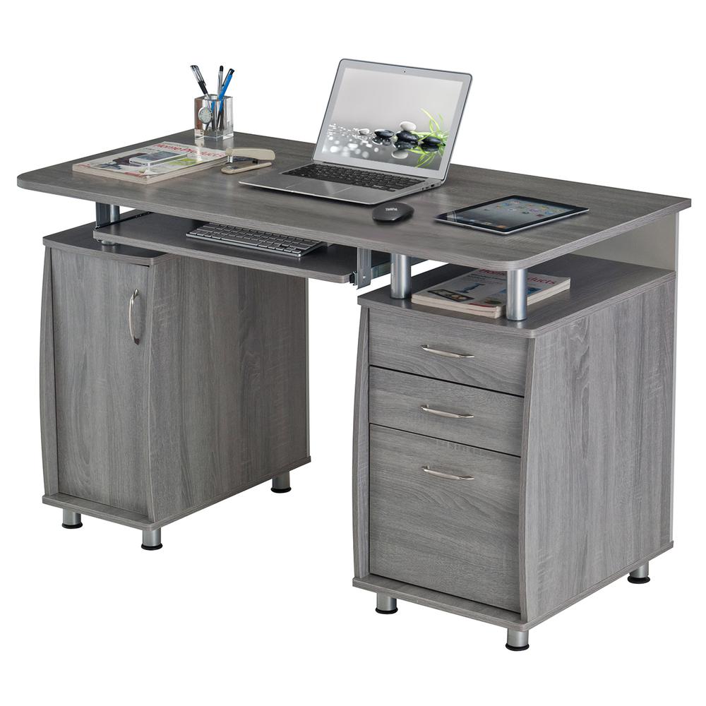 Techni Mobili Complete Workstation Computer Desk with Storage - Grey