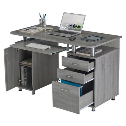 Techni Mobili Complete Workstation Computer Desk with Storage - Grey