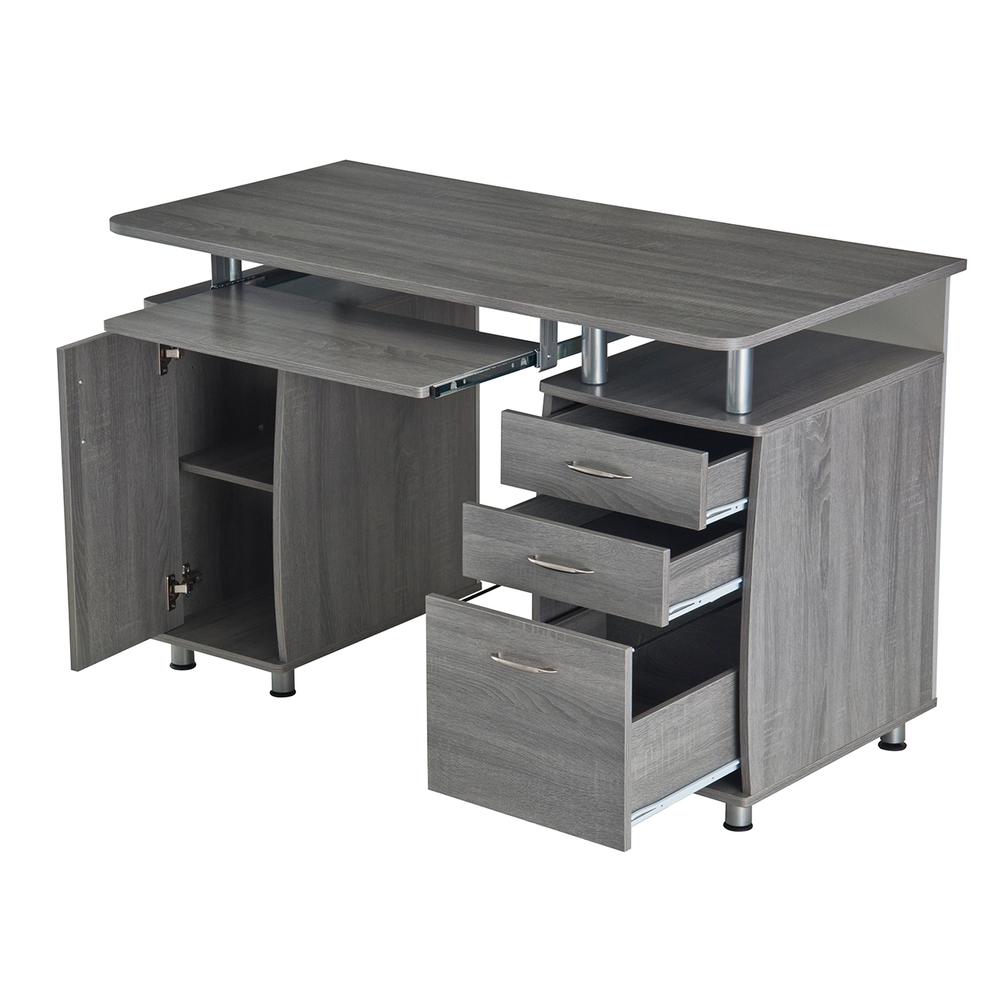 Techni Mobili Complete Workstation Computer Desk with Storage - Grey
