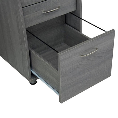 Gray Home Office Desk with Storage 2 Drawers, Keyboard Shelf, 2 Cabinets