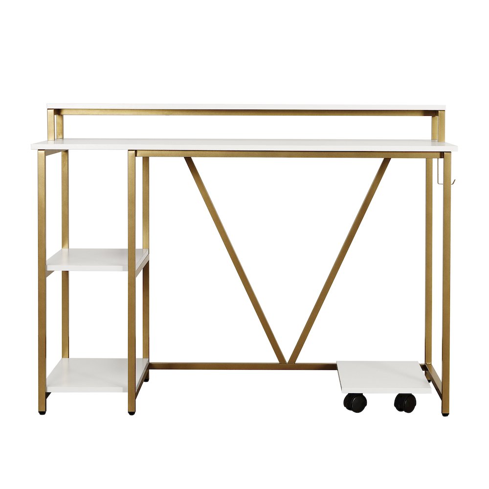 Techni Mobili Industrial Writing Desk, Gold