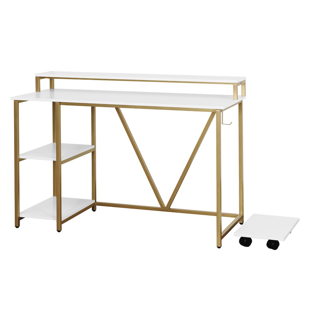 Techni Mobili Industrial Writing Desk, Gold