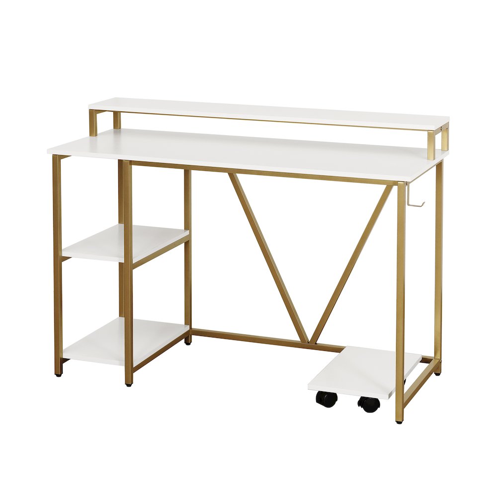 Techni Mobili Industrial Writing Desk, Gold