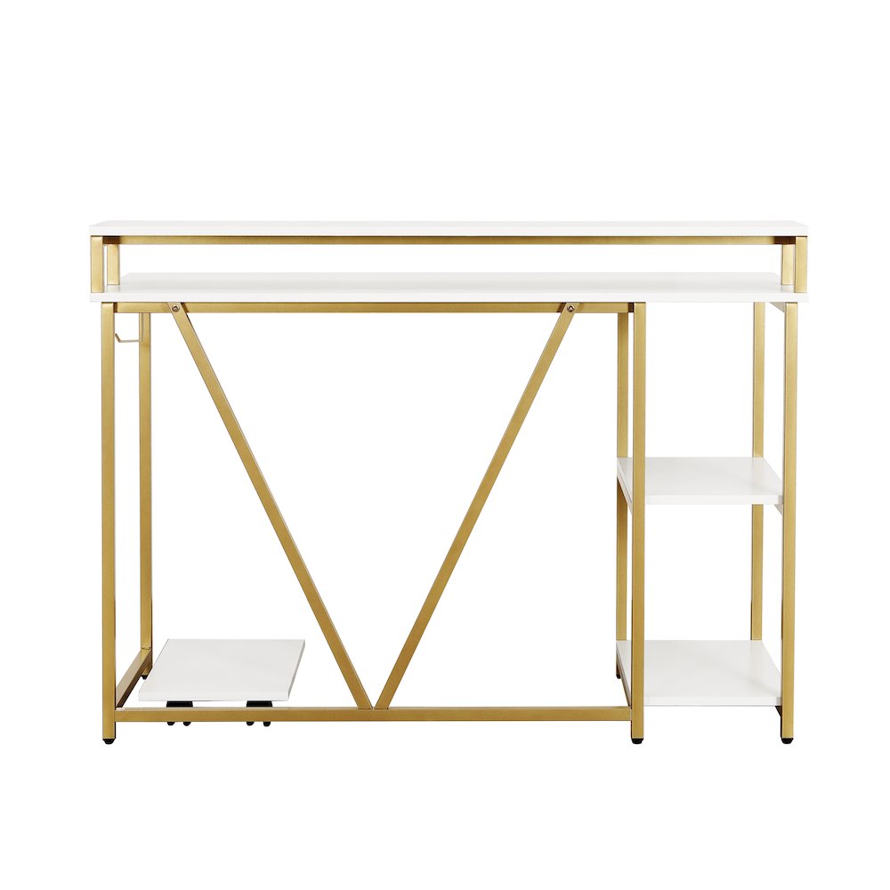 Techni Mobili Industrial Writing Desk, Gold
