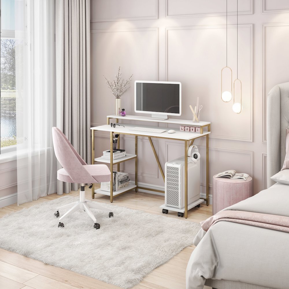 Techni Mobili Industrial Writing Desk, Gold