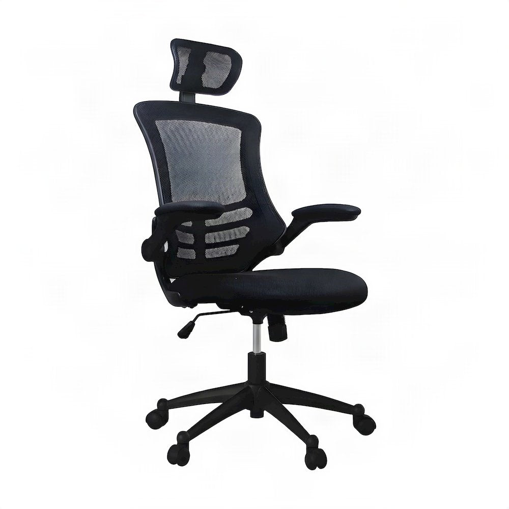 Bison Office, Flip-Up Armrests and Headrest, Black