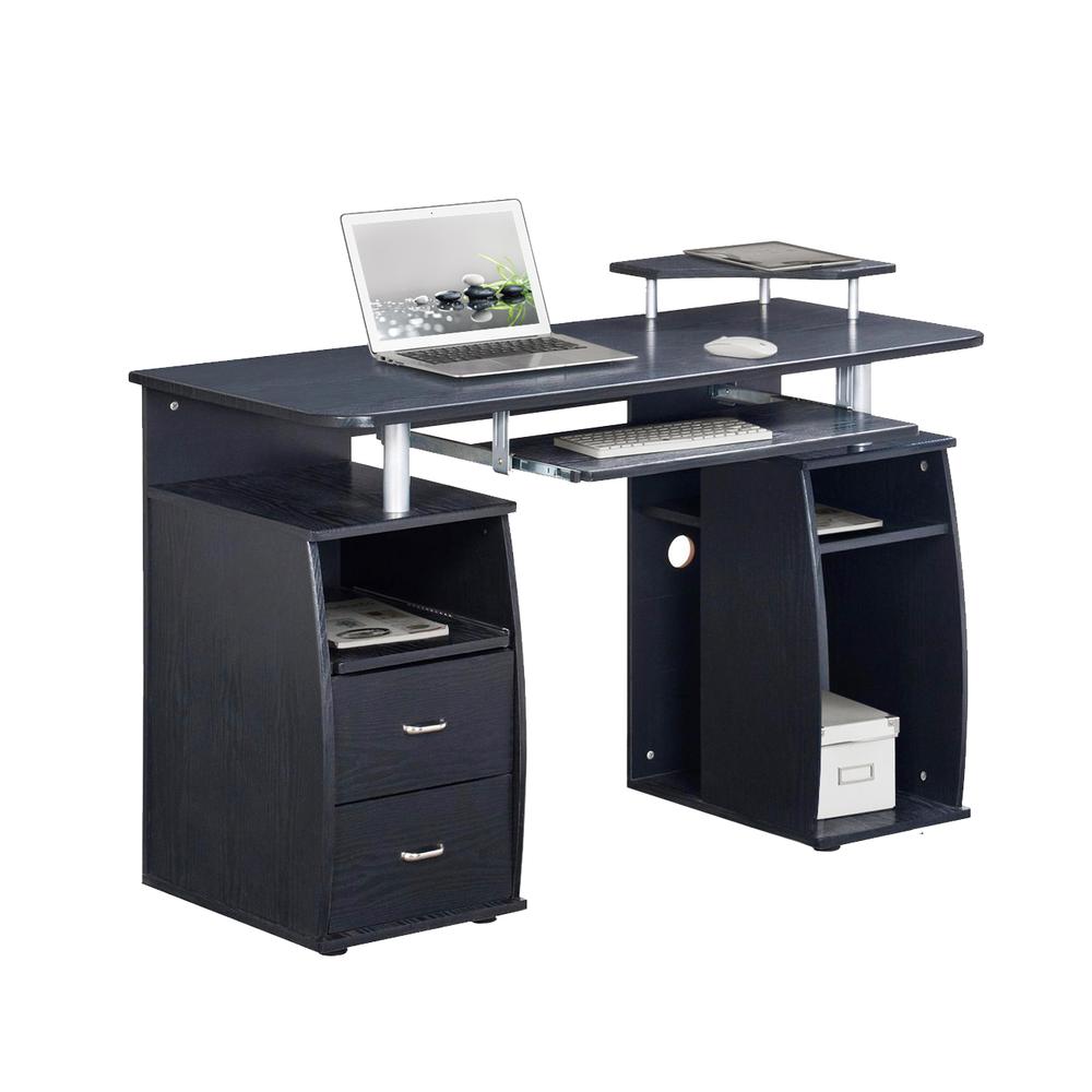 Complete Computer Workstation Desk With Storage. Color: Espresso