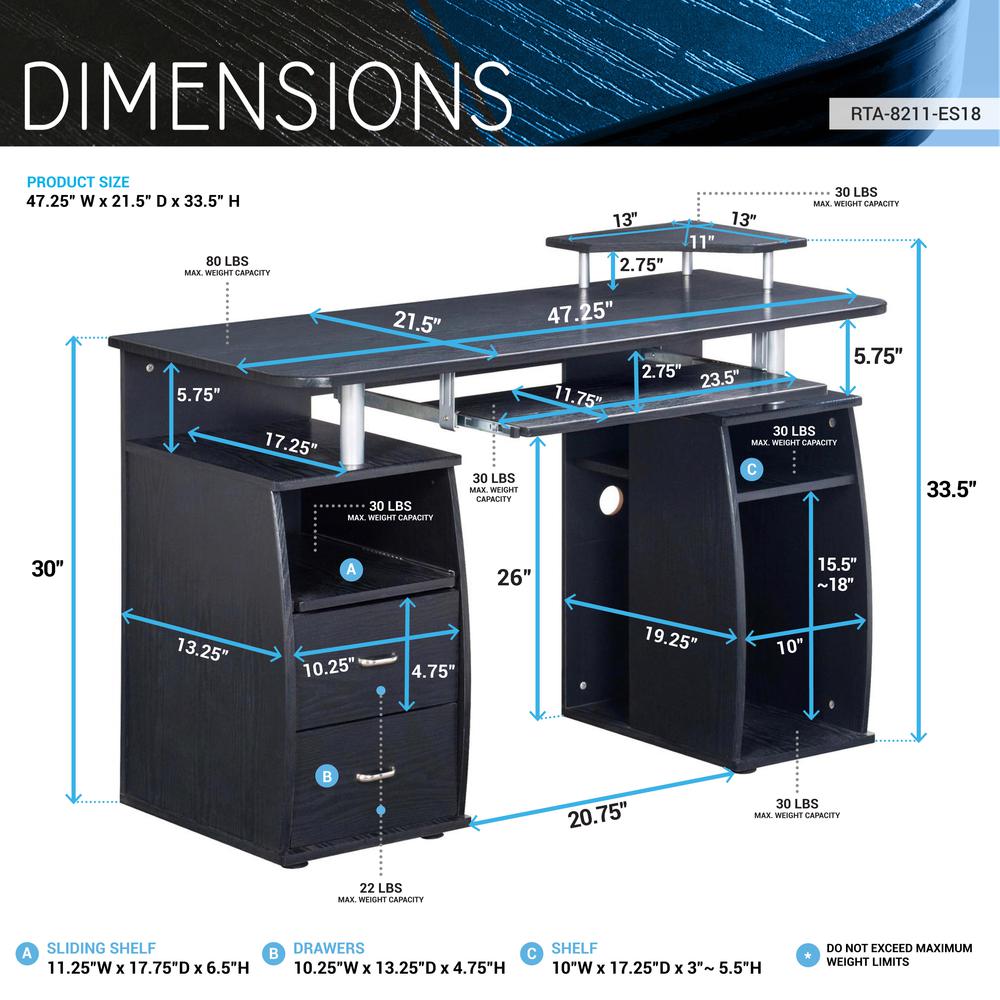 Complete Computer Workstation Desk With Storage. Color: Espresso