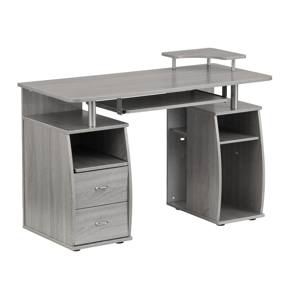 Complete Computer Workstation Desk With Storage, Gray