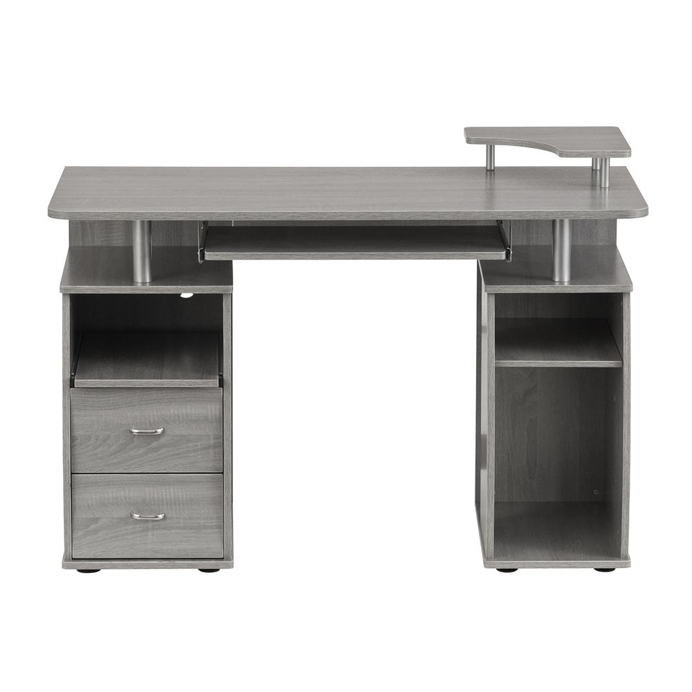 Complete Computer Workstation Desk With Storage, Gray