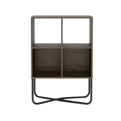 Techni Mobili Modern Geometric Bookcase, Walnut