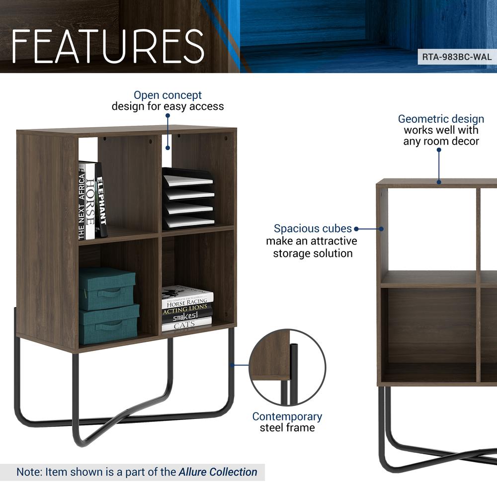 Techni Mobili Modern Geometric Bookcase, Walnut