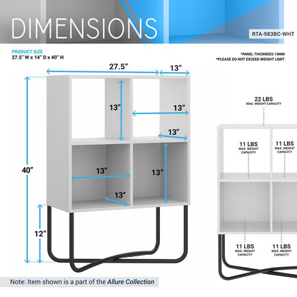 Techni Mobili Modern Geometric Bookcase, White