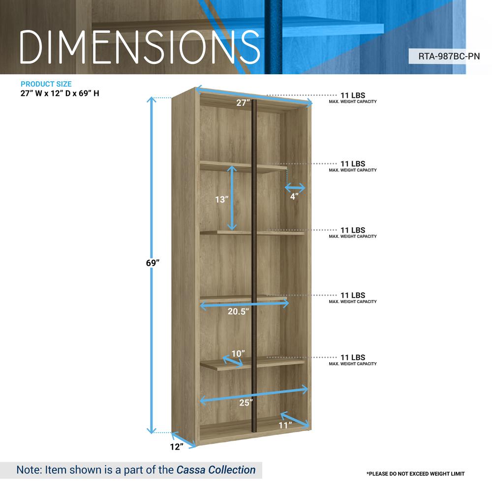 Techni Mobili Standard 5-Tier wooden bookcase, Pine