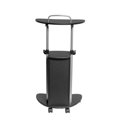 Rolling Adjustable Height Laptop Cart With Storage. Color: Graphite
