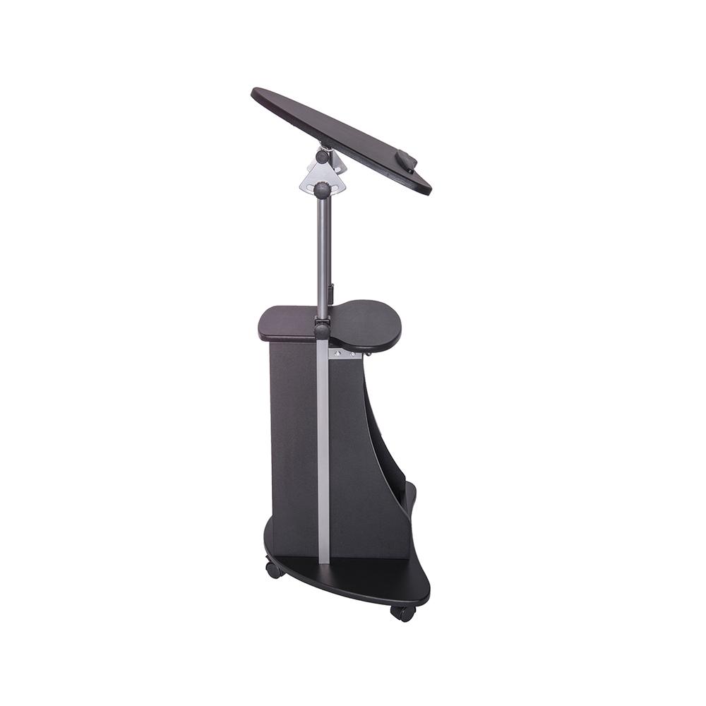 Rolling Adjustable Laptop Cart With Storage. Color: Black