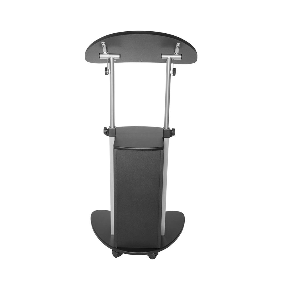 Rolling Adjustable Laptop Cart With Storage. Color: Black