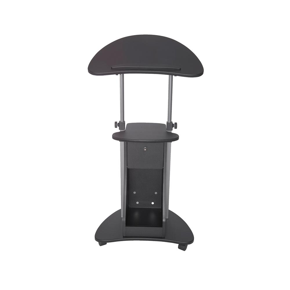 Rolling Adjustable Laptop Cart With Storage. Color: Black
