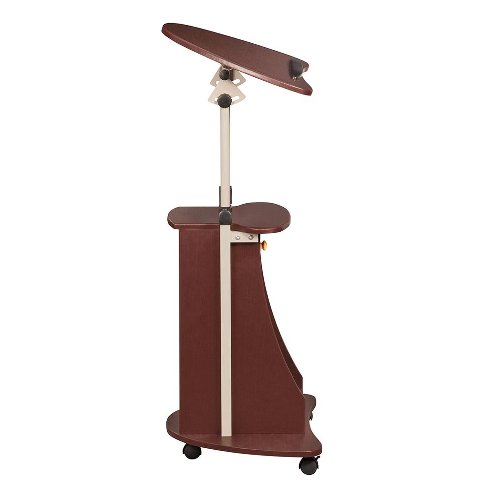 Rolling Adjustable Laptop Cart With Storage. Color: Chocolate